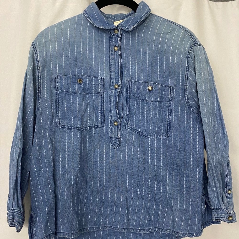 Denim Pinstripe Blouse